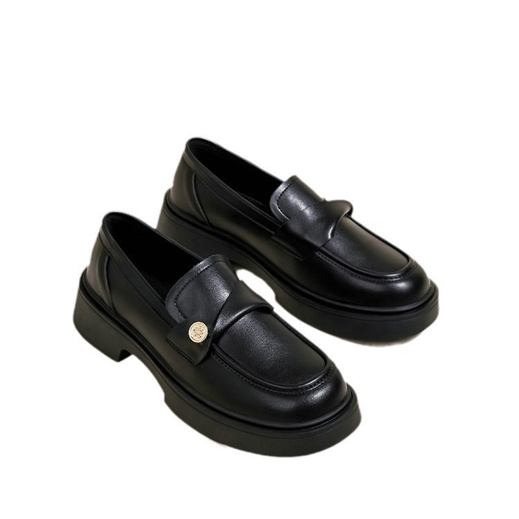 Spring new coarse order shoes with thick soles and small leather shoes for one foot pedaling