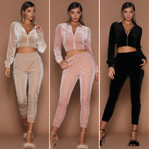 Women’s Velvet Sweatshirt & Pants Set—a premium 2-piece velour tracksuit