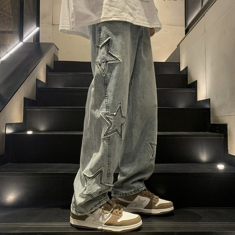 Straight denim trousers