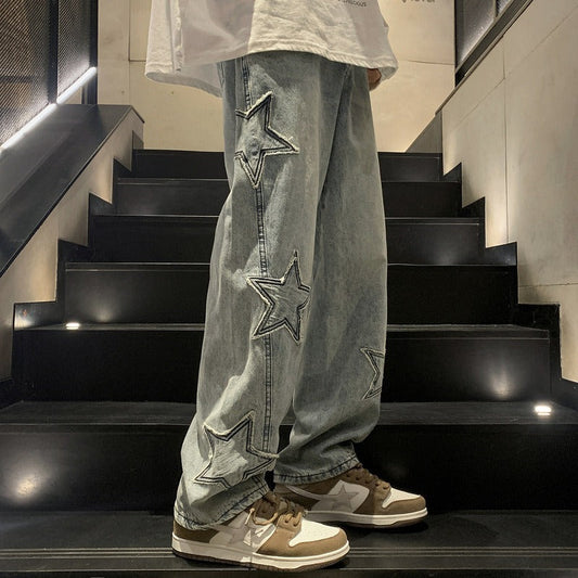 Straight denim trousers
