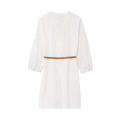 Single breasted shirt style dress with belt for women