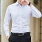 Men's Long Sleeved Slim Fit Solid Color Professional Business Dress Men's Suit Shirt