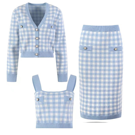 Fashion Luxury Top Quality 3-Piece Sweater Set for Women