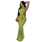 European and American Dress Solid Color Sexy Side Split Sleeveless Fashion Dress