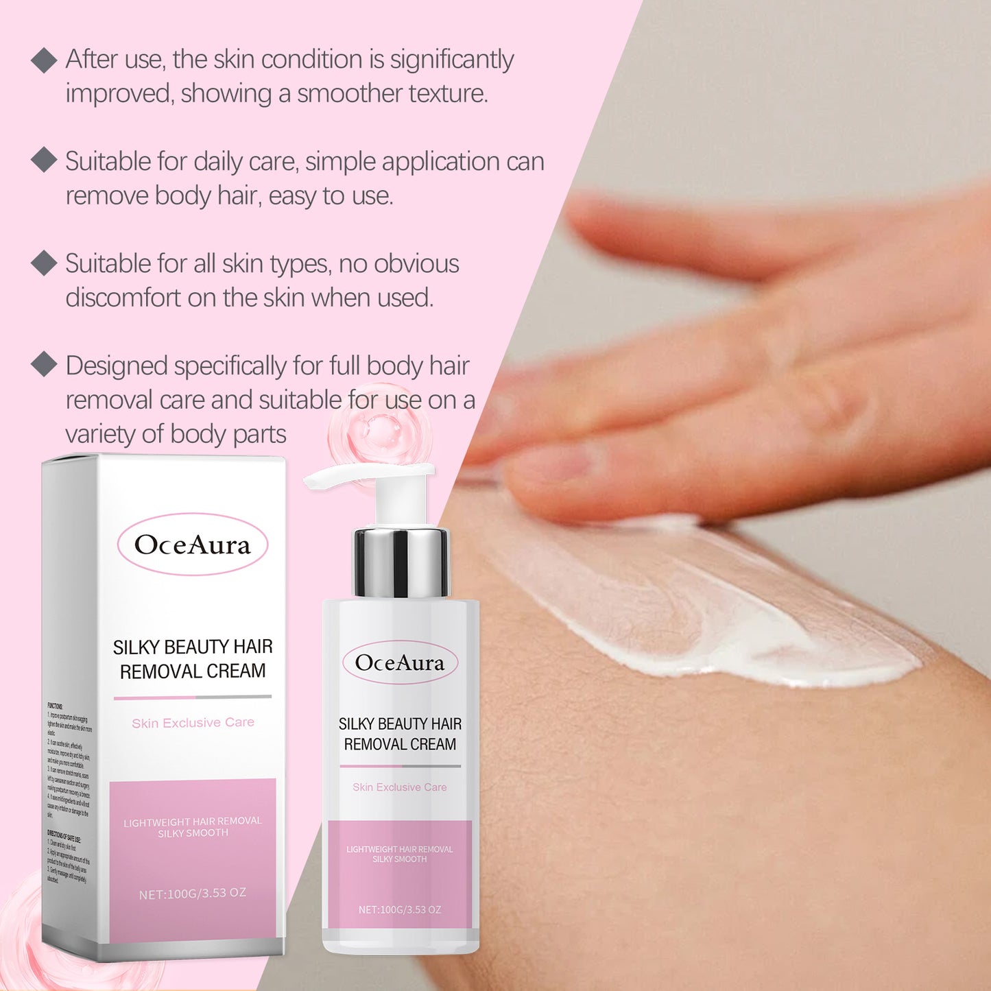 Silky Hair Removal Cream for Women Gentle, Painless Hair Removal