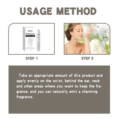 Deodorant Roll-On Perfume, Relives Underarm Body Odor Refreshing Anti-Perspirant Natural Fragrance Portable Perfume
