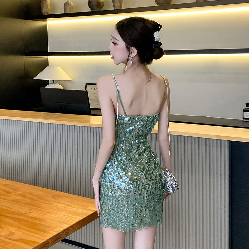 Heavy Industry Rhinestone Sequin Sweet and Spicy Dress