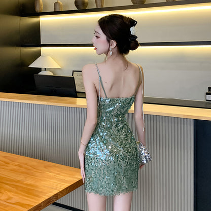 Heavy Industry Rhinestone Sequin Sweet and Spicy Dress