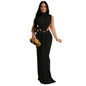 European and American Dress Solid Color Sexy Side Split Sleeveless Fashion Dress