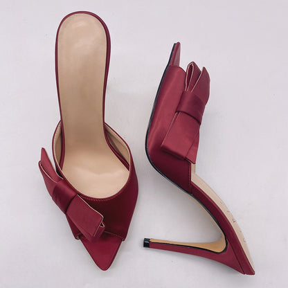 Elegant Pointed bow thin high heels sandals for 2025