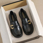 New autumn and winter one-step-on retro small leather shoes British style soft sole thick heel single shoes for women