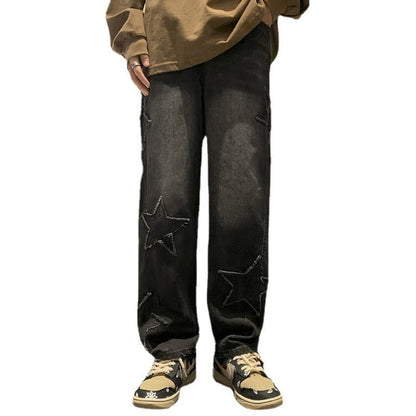 Straight denim trousers