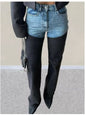 Blue Black Y2K Washed Jeans Pants Slim Stretch  Denim Trousers