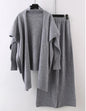 Knitted Turtleneck & Wide Leg Pants Set Shawl Turtleneck