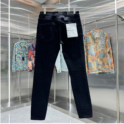 New Luxury Brand ripped street style slim fit skinny stretch Jeans