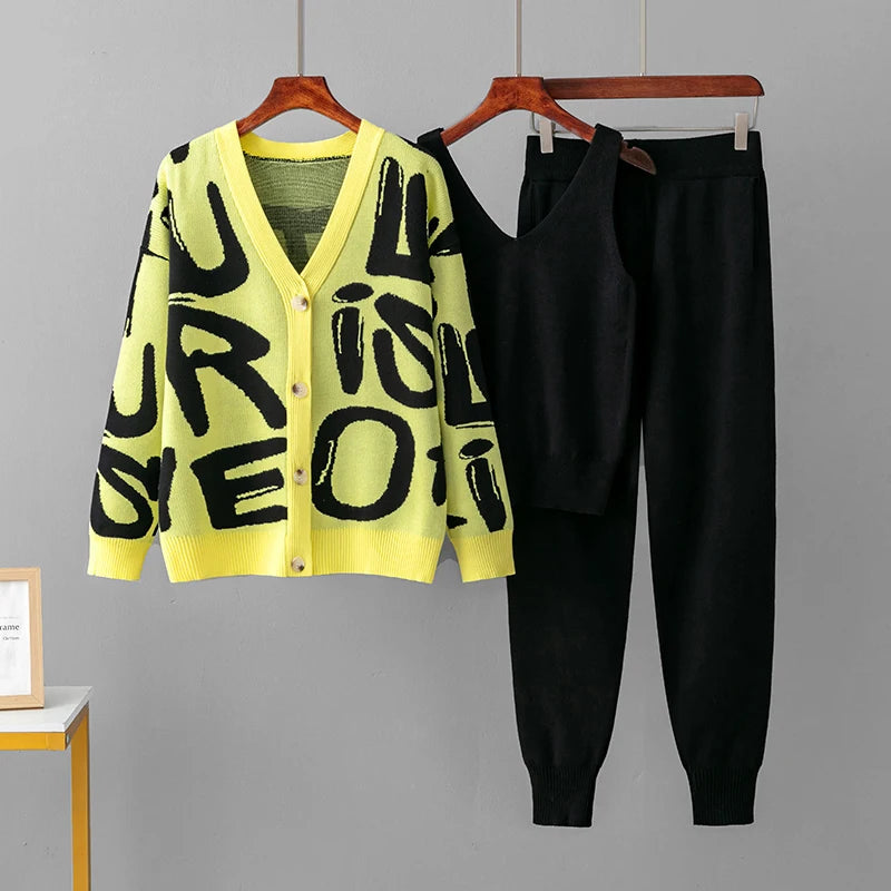 New Arrivals 2025 Autumn Winter 3-Piece Women's Cardigan Tracksuit