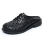 Cave shoes real leather flat heel thick sole hollowed out sandals women's slippers round toe