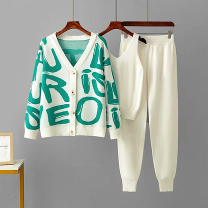 New Arrivals 2025 Autumn Winter 3-Piece Women's Cardigan Tracksuit