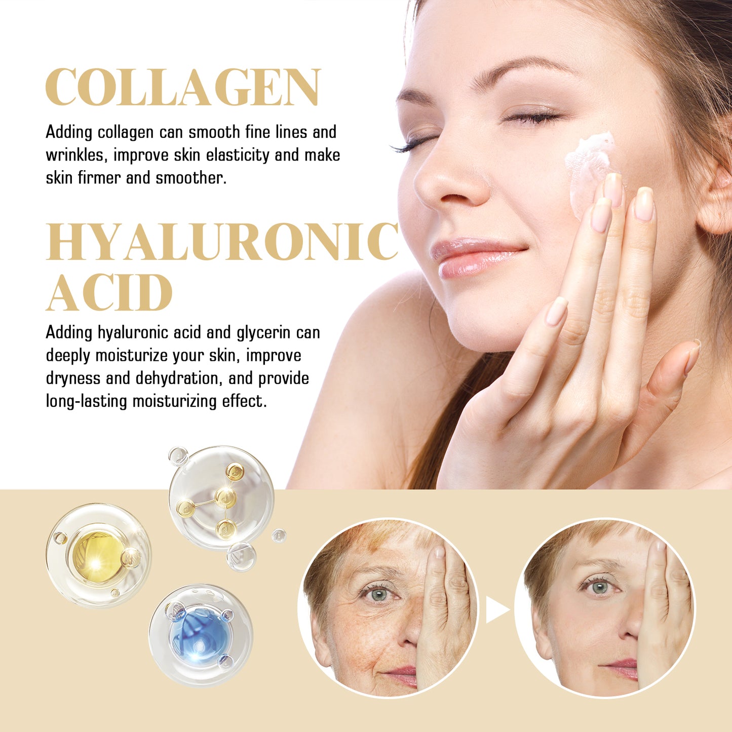 Collagen Face Cream, Moisturizing, Moisturizing And Firming Facial Skin, Cleaning, Anti-Wrinkle, Anti-Aging Eyes