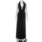Elegant  Solid Color Halter Slit Dress for Women 2025