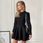 Long sleeved dress design sense small black skirt A-line skirt for women