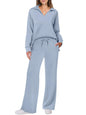 Cross-border New Pure Color Turn-down Collar Loose Casual Straight Pants Multi-color Set