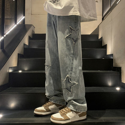 Straight denim trousers