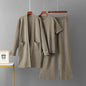 Mid Length Cardigan Jacket+short Sleeved top+wide leg pants three piece set