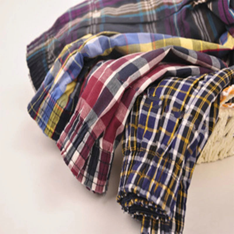 Underwear Men 5pcs Lot Loose Shorts Men's Panties Cotton boxer male plus Large big size Comfortable Soft plaid under wear sexy
