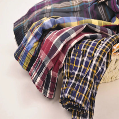 Underwear Men 5pcs Lot Loose Shorts Men's Panties Cotton boxer male plus Large big size Comfortable Soft plaid under wear sexy