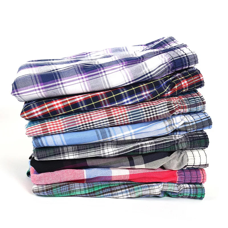 Underwear Men 5pcs Lot Loose Shorts Men's Panties Cotton boxer male plus Large big size Comfortable Soft plaid under wear sexy