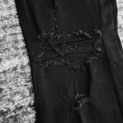 Men's Luxury distressed black flare jeans 2025