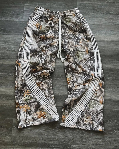 American Letter Patch Retro Double Layer Design Y2K Baggy Sweatpants