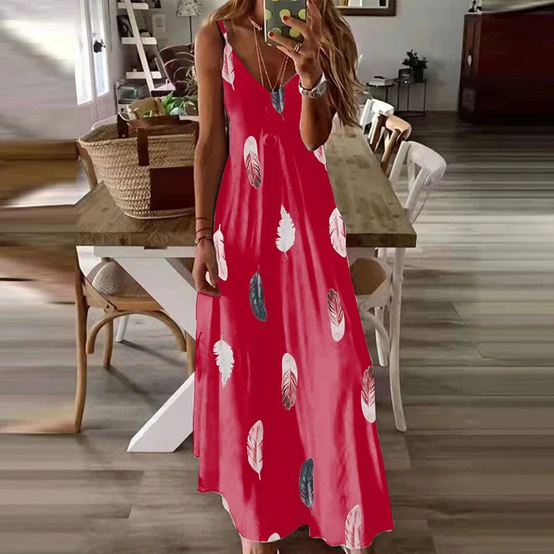 8-Colour Chic V-Neck Maxi Dress Casual Comfort