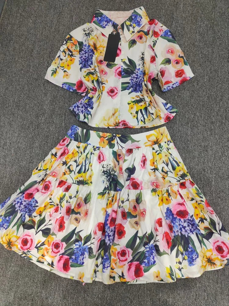 Spring and Summer Women's New Printed Two-Piece Suit