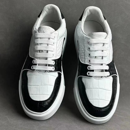 2025 New Arrival Fashion Crocodile Skin Causal Shoes Men, Genuine Leather Sneakers