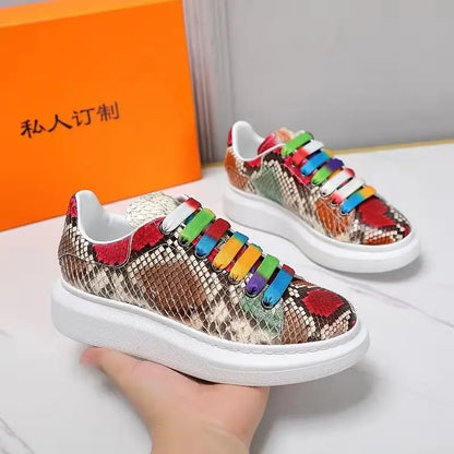 2025 New Arrival Fashion snake skin causal shoes Unisex Genuine Leather Sneakers