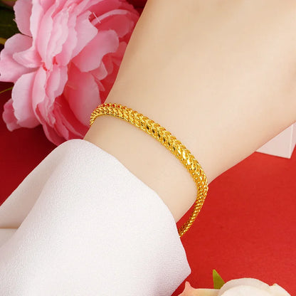 Luxury 24K 9999 Pure Gold real gold Snake Bone Bracelet Men's and Women's Watch Buckle Chain