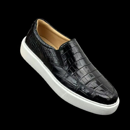 2025 New Arrival Fashion Crocodile Skin causal shoes Men's, Genuine Leather Sneakers