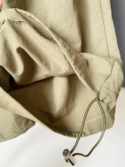 Army Green High Waist Wide Leg Folds Cargo Pants New 2025