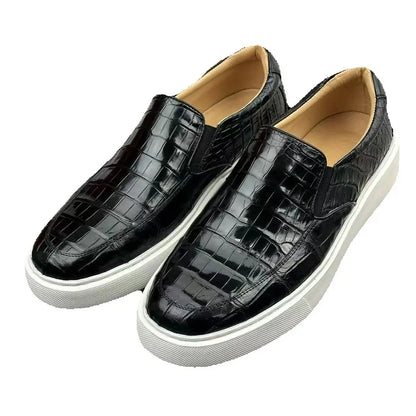 2025 New Arrival Fashion Crocodile Skin causal shoes Men's, Genuine Leather Sneakers