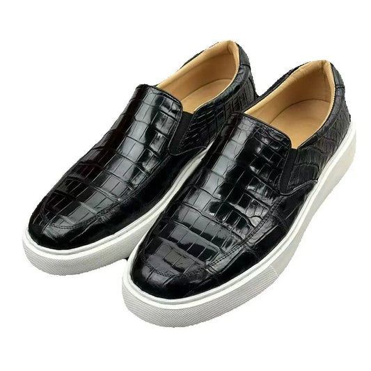 2025 New Arrival Fashion Crocodile Skin causal shoes Men's, Genuine Leather Sneakers