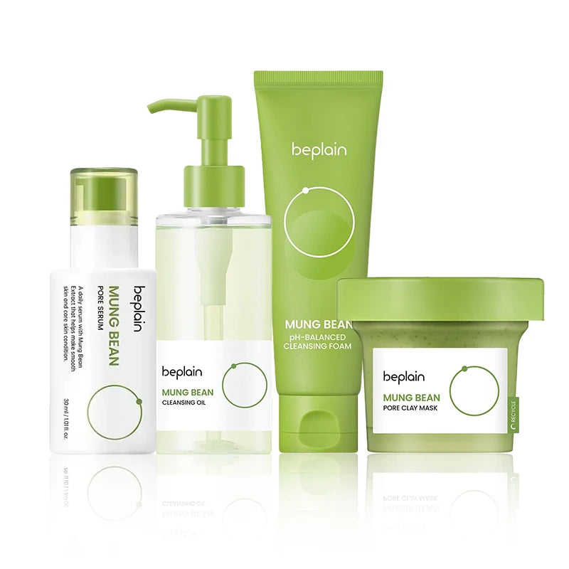 Beplain Korean Skincare Set (4pcs): Cleanser, Serum, Clay Mask & Oil