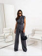 Elegant 2-Piece Summer Suit Wide Leg Pants Set