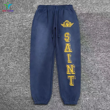 Latest 25SS Saint Classic Print Anime Washed Hoodie Hooded Sweatshirt