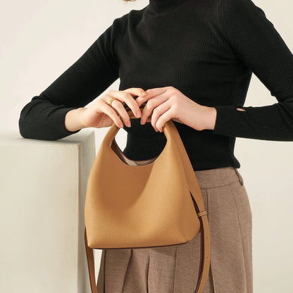Patchwork Style Women Bucket Bag Lychee Texture Cowhide Luxury   Bag High Grade Ladies Handbag