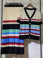 Retro 2025 Women’s Spring/Summer Striped Knit Top & Skirt Set | Vintage Style Outfit