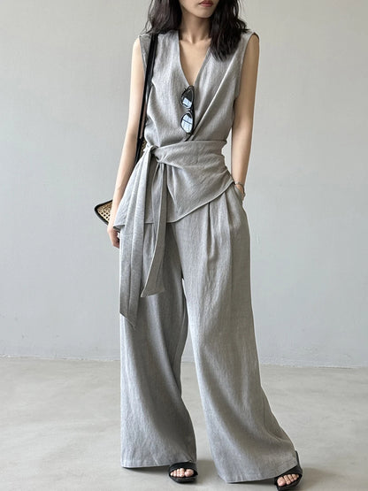 Apricot Women’s 2-Piece Wide Leg Pants 2 Pcs Set 2025