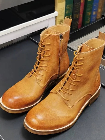 Handmade Durable British Style Genuine  Leather Boots for Men