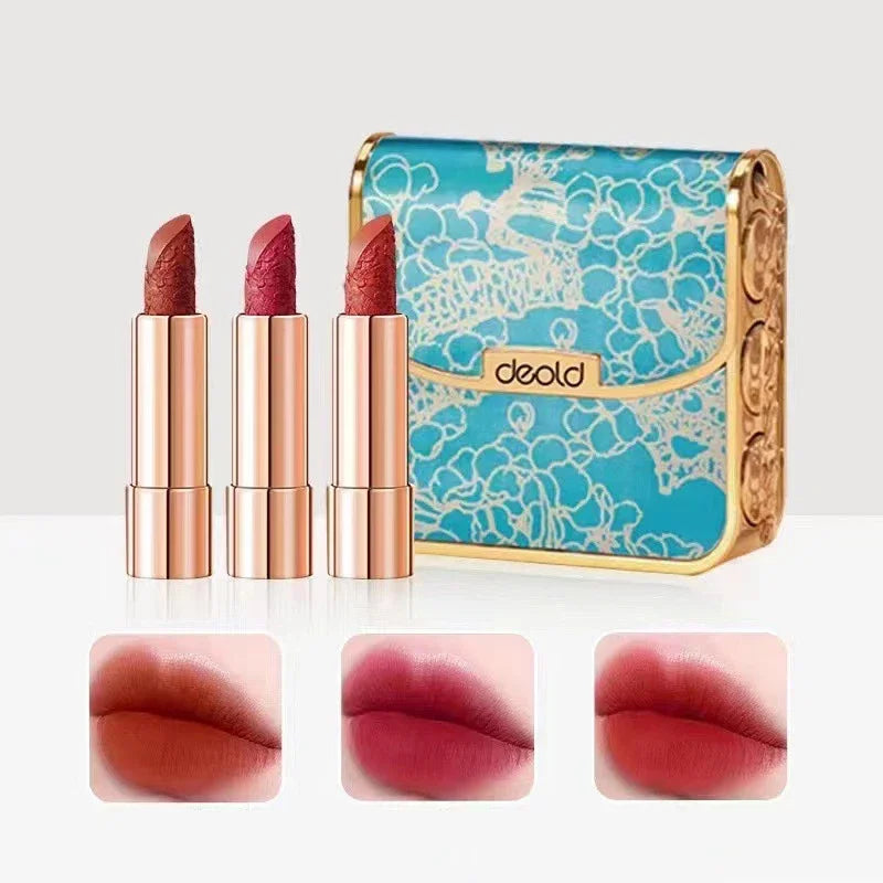 Makeup Korean Matte Lipstick Set Waterproof Long Lasting Leather Bag Velvet Vitamin Lip Gloss Kit Box